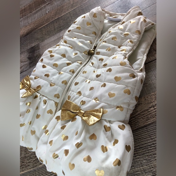 White & Gold Kids Headquarters Bubble/Puffer Peplum Winter Vest Size 3T - Picture 8 of 13